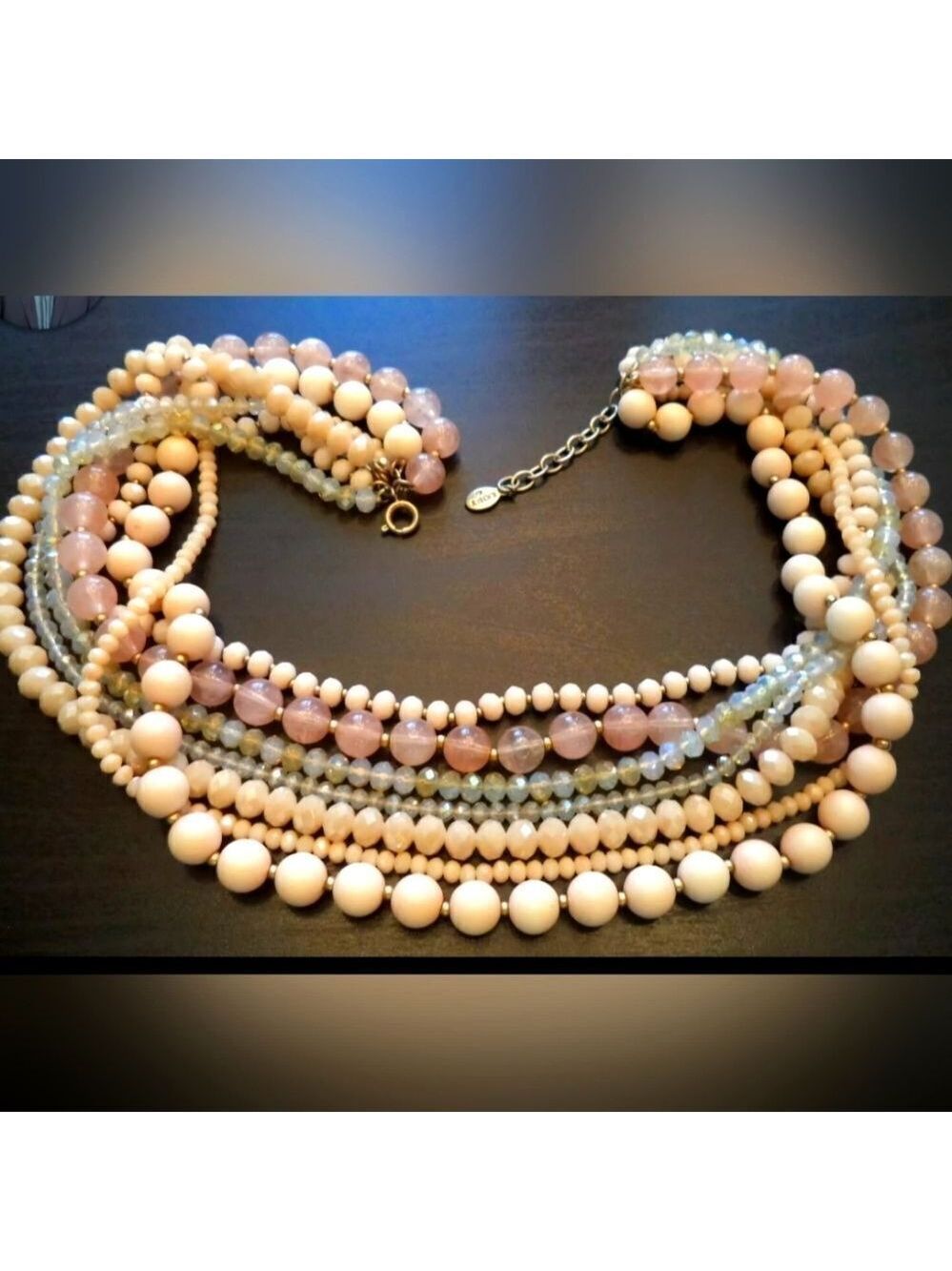 STUNNING VINTAGE ESTATE SIGNED LOFT MULTI STRAND GLASS 21" NECKLACE